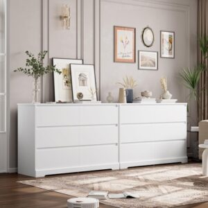 white six drawer dresser for bedroom storage solutions