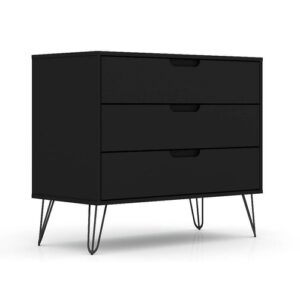 modern scandinavian style bedroom 3 drawer dresser in black wood